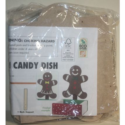 Home Depot Kids Workshop Gingerbread Man Candy Dish Wooden Kit - Sealed