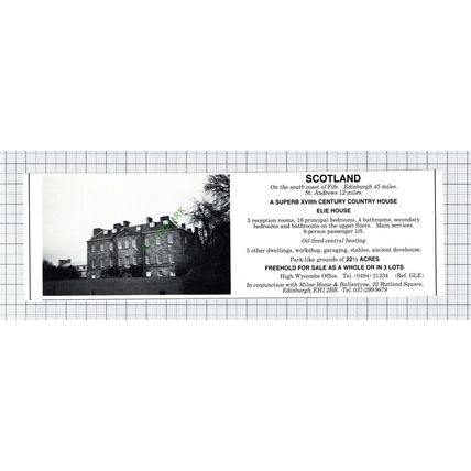 Elie House Fife Scotland Sale Advert - 1981 Cutting