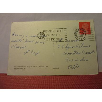 PIER AND EAST BEACH, BOURNEMOUTH, DORSET used postcard 1969 pm /