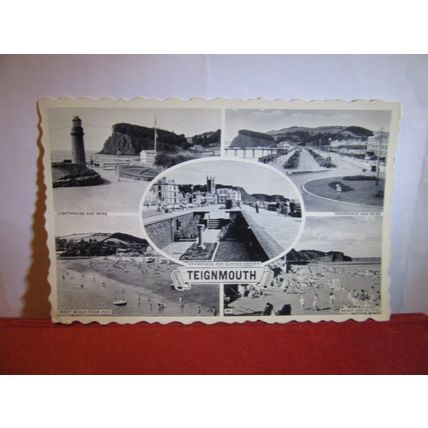 multiview, TEIGNMOUTH, DEVON used vintage postcard 1958 pm =