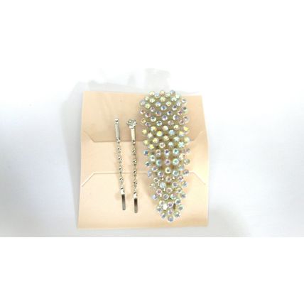 Crystal snap clip hair barrette with bobby pins for fine thin hair