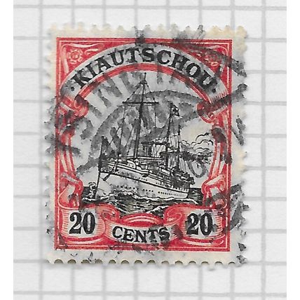 KIACHAU KIAUTSCHOU GERMAN COLONY 1905 20c Mi 32I USED WITH WATERMARK