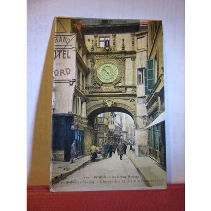 LA GROSSE HORLOGE, ROUEN , FRANCE used vintage postcard 1932? postmark =