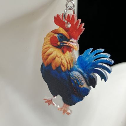 Playful Rooster Dangle Earrings #904