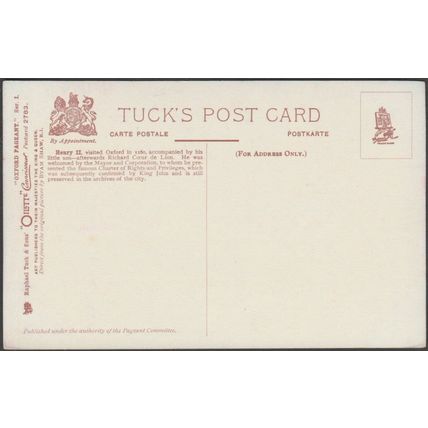 Henry II Gives a Charter, Oxford Pageant, 1907 - Tuck's Oilette Postcard