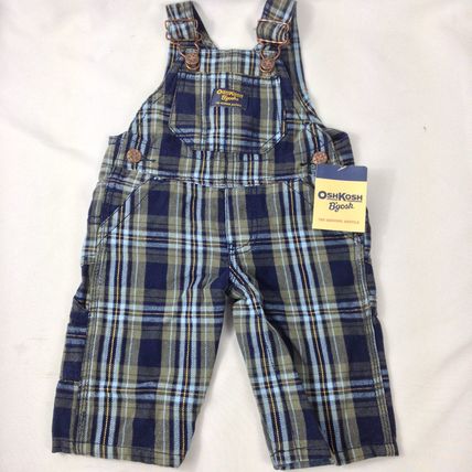 OshKosh B'gosh Baby Boy Infant Blue/Green Plaid Overalls Size 3 Months New w/Tag