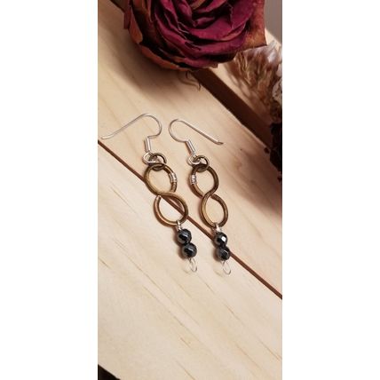 Handmade Copper Hematite Figure Eight Earrings