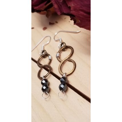 Handmade Copper Hematite Figure Eight Earrings