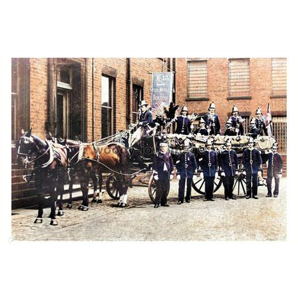 ptc4260 - Lancs. - Early Bolton Fire Brigade at Peel Mills in Bolton - print 6x4
