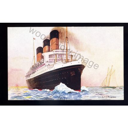 LS2777 - White Star Liner - Majestic - built 1921 - Artist John H Fry - postcard