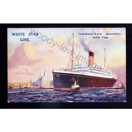 LS2775 - White Star Liner - Megantic - Artist - Montague R Black - postcard