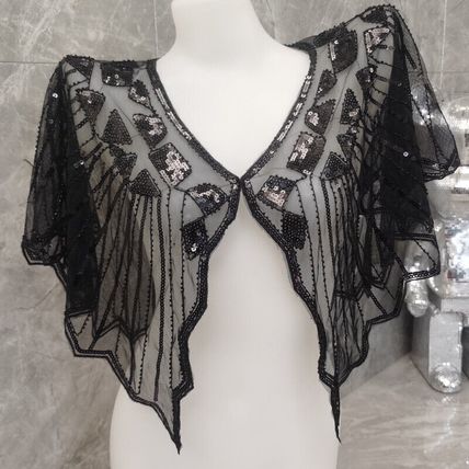 Women's Cape Up Shrug For 1920s Gatsby Sequin Evening Wraps Bridal Wedding Shawl