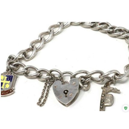Heavy Vintage 1960-S Sterling Silver 925 Charm Bracelet & 3 Charms - 22 gram