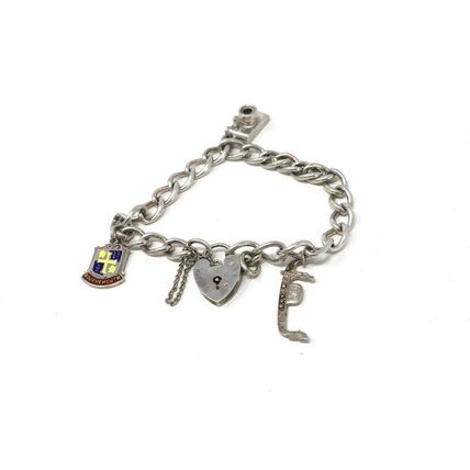 Heavy Vintage 1960-S Sterling Silver 925 Charm Bracelet & 3 Charms - 22 gram