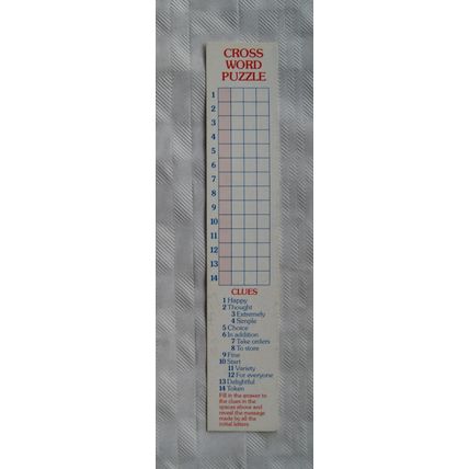 Vintage bookmark - Book Tokens - let you choose the book you want - crossword