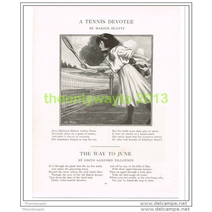 TENNIS DEVOTEE, ILLUSTRATED POETRY, ST NICHOLAS, Book Illustration, 1909