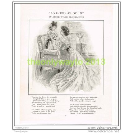 AS GOOD AS GOLD, ILLUSTRATED POETRY, FROM ST NICHOLAS, Book Illustration, 1909