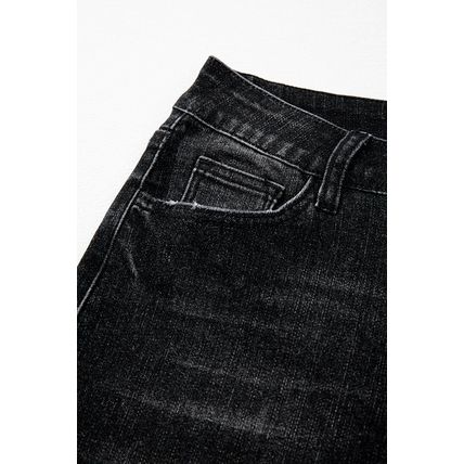 Carbon Grey Mineral Wash Raw Hem High Waist Flared Jeans