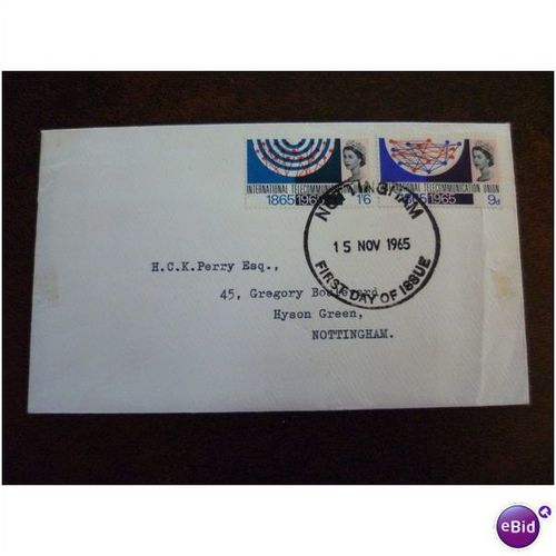 1965 GB ITU Centenary First Day Cover Nottingham FDI stamps