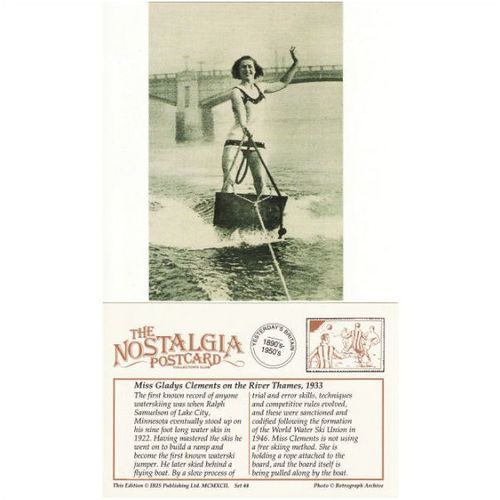 Postcard Waterskiing River Thames London 1933 G Clements Water Ski - Nostalgia