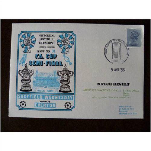 1986 Sheffield Wednesday v Everton Dawn Football Cover 31 FA Cup Semi Final