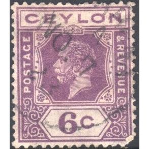 Ceylon 1912 - SG343 - 6c violet - KGV - used