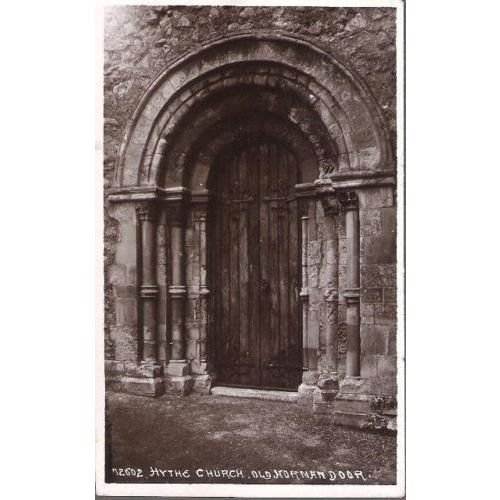 Hythe, Kent - Church old Norman door - real photo postcard c.1920s