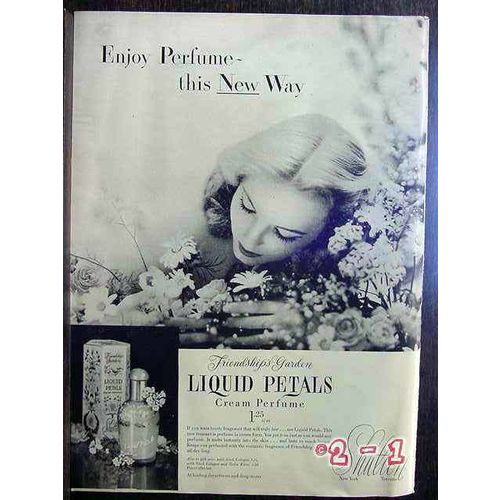 SHULTON COMPANY 1952 LIQUID PETALS cream perfume vintage ad