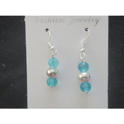 Lovely small babby blue glass globe hook earrings