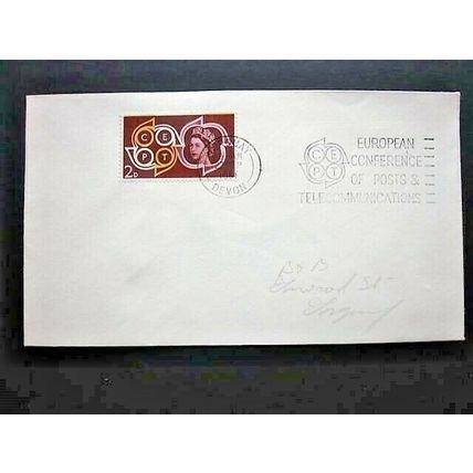 ENVELOPE WITH 1961 C.E.P.T. 2d STAMP P'MARKED ON LAST DAY OF CONFERENCE. #00827