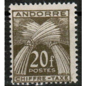 1946 Andorra - Sc# J31 Mint og - Chiffre Taxe 20fr