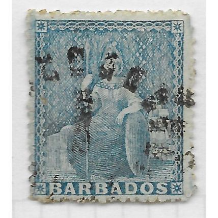 BARBADOS 1870 PENNY BLUE USED SG23 NO WMK DETECTED