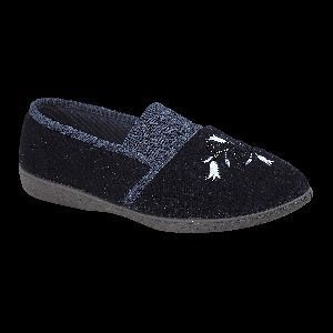 Ladies Navy Blue Slippers with Elastic Front Disabilty Footwear Gift Size 5