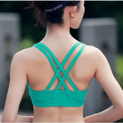 Sports Bra for Women, Criss-Cross Back Padded Strappy Sports Bras Gym