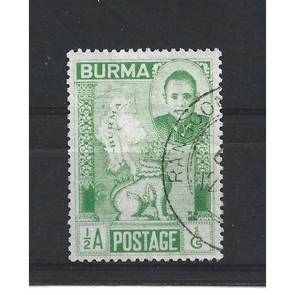 Burma.SG83 1/2a Gen.Aung San,Chinthe and Map of Burma (Green).Fine Used.Jul25c