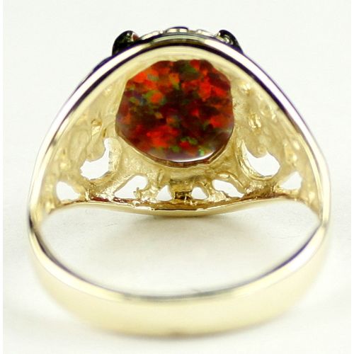 Created Red/Brown Opal, 10KY Gold Ring, R004