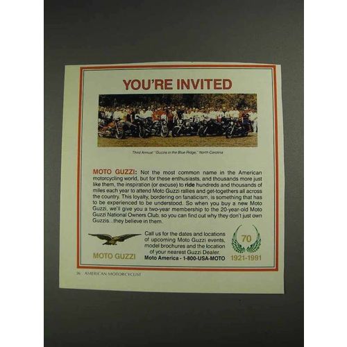 1992 Moto Guzzi Motorcycles Ad - You're Invited