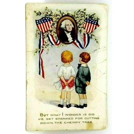 4th of July George Washington Picture Red White & Blue Ribbon Children (A1)