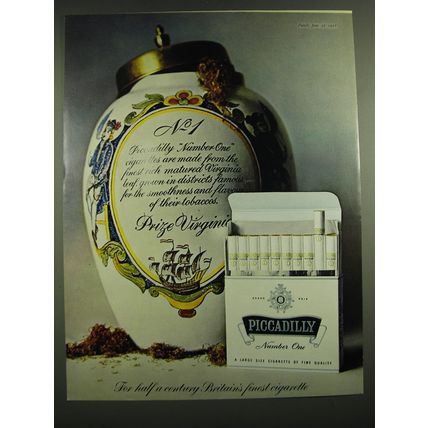 1968 Piccadilly Cigarettes Ad - For half a century Britain's finest cigarette