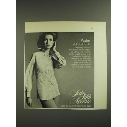 1974 Saks Fifth Avenue Blouse Ad - Water-colorations