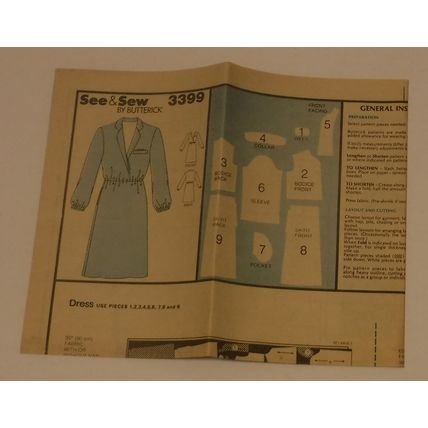 Butterick Sewing Pattern # 3399 Misses Dress
