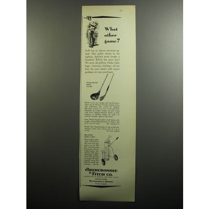 1951 Abercrombie & Fitch Ad - Monogram Golf Clubs and Relaxer Golf Cart