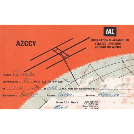 Francistown Botswana Radio Station 1970s Aerial Antenna QSL Card