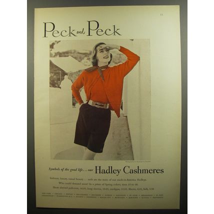 1952 Peck and Peck Hadley Cashmeres Ad- photo by Tom Palumbo - Good Life