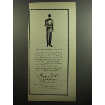 1952 Rogers Peet Evening Clothes Ad - Styles change in dress clothes too