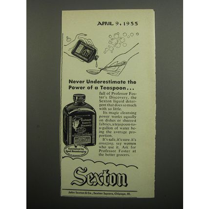 1955 Sexton Professor Foster's Discovery Liquid Detergent Advertisement