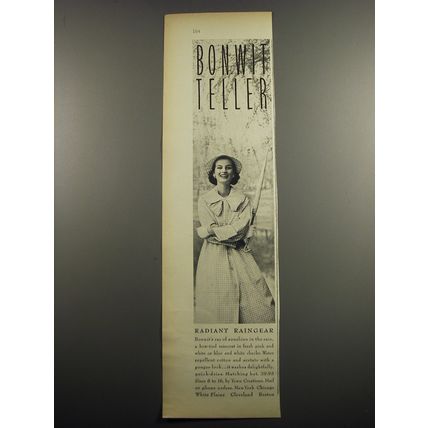1955 Bonwit Teller Town Creations Raincoat Ad - Radiant Raingear
