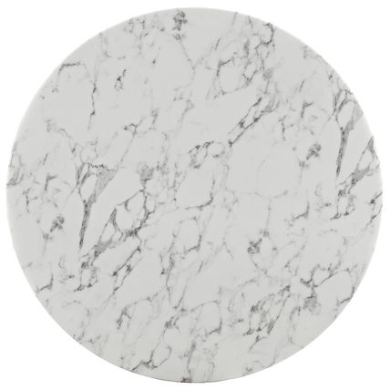 47" Round Tulip Table Dining Table Genuine Stone Artificial Marble Top WhiteBase