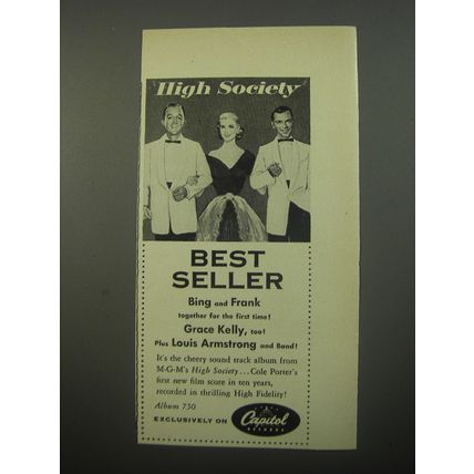 1956 Capitol Records High Society Ad - Bing Crosby, Frank Sinatra, Grace Kelly