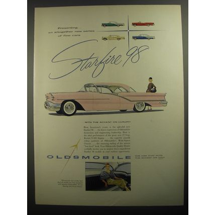 1956 Oldsmobile Starfire 98 Car Ad - Presenting the altogether new series